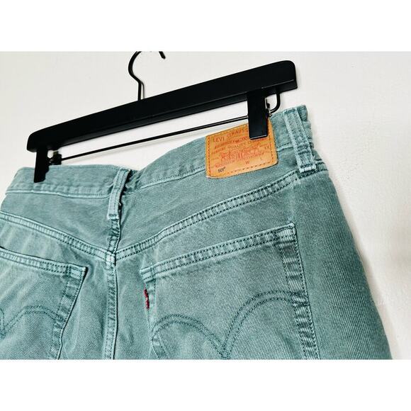 Levi's Premium 501 Original Green Misty Silver Pine Cropped Jeans Size W31 L26 - Picture 12 of 16